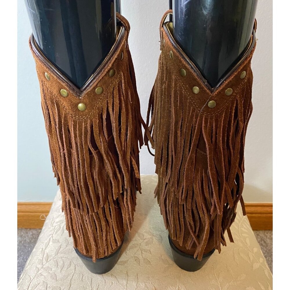 Smokey Mountain Boots Brown Western Fringe Suede Cowboy Boots Womens Size 3.5 - Picture 4 of 9